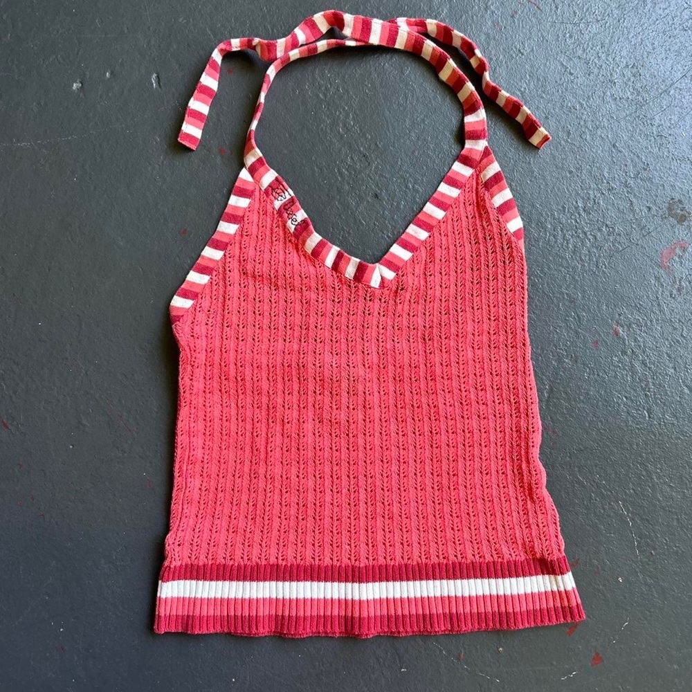 90s / Y2K authentic Diesel pink stripe knit halter top!
